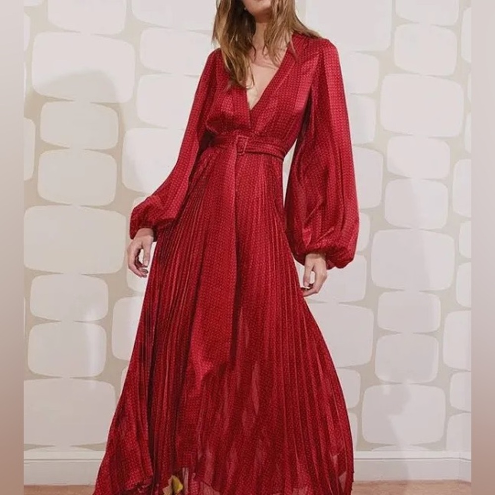 Alexis Salomo Dress in Red Geo Stripes